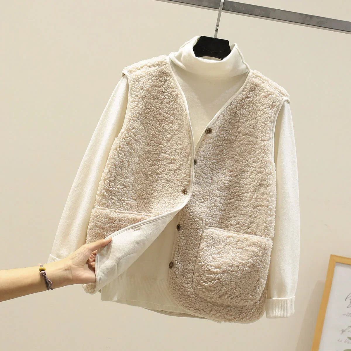 Gilet en Peluche à Deux Poches