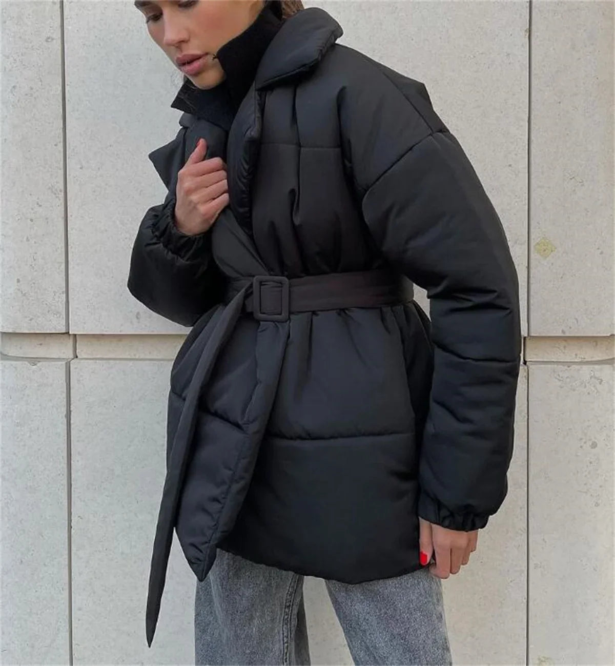 Veste ceinturée à revers