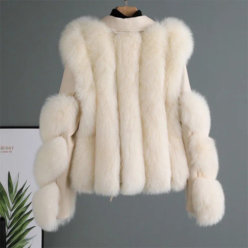 Veste en Cuir de Luxe avec Fourrure