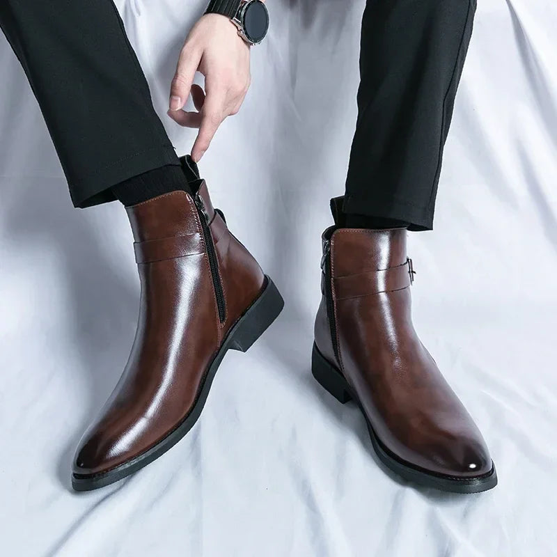Bottines Chelsea en cuir véritable Sergio