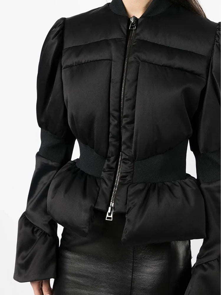 Veste Peplum en Satin Rembourrée