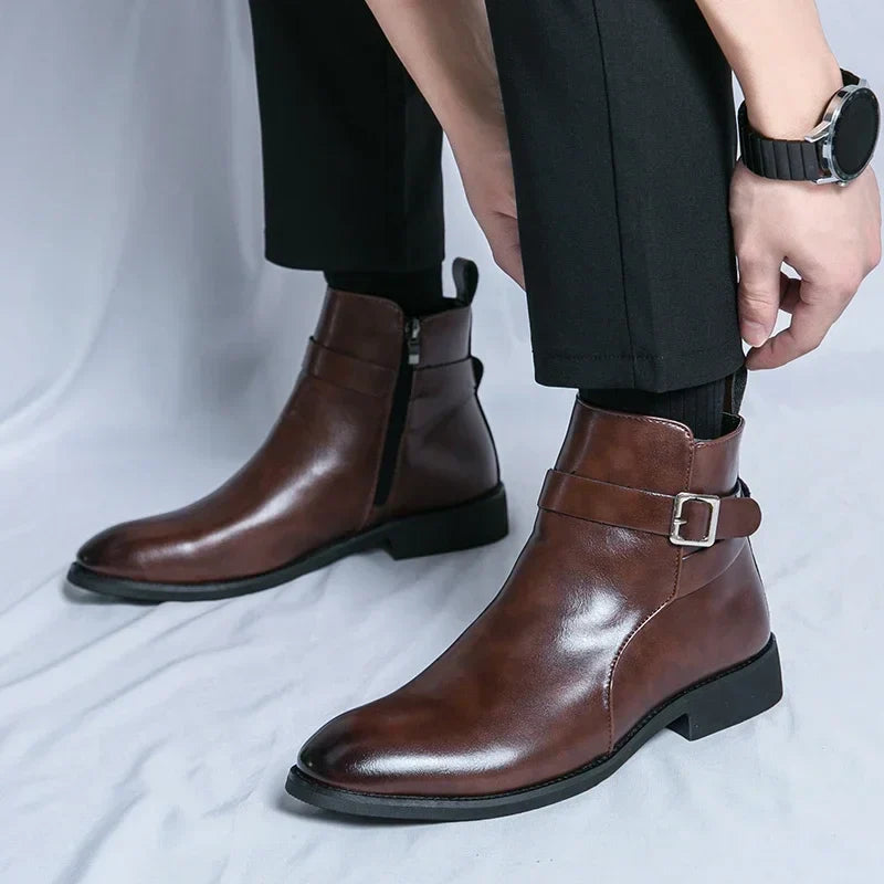 Bottines Chelsea en cuir véritable Sergio