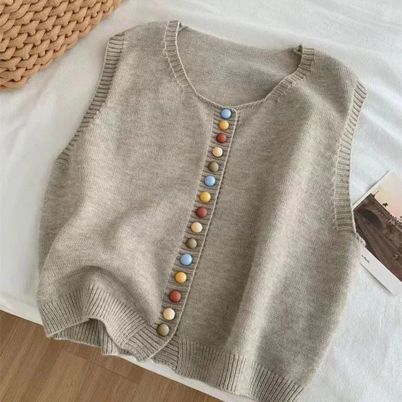 LE MARIBEL | GILET EN TRICOT AVEC BOUTONS COLORES