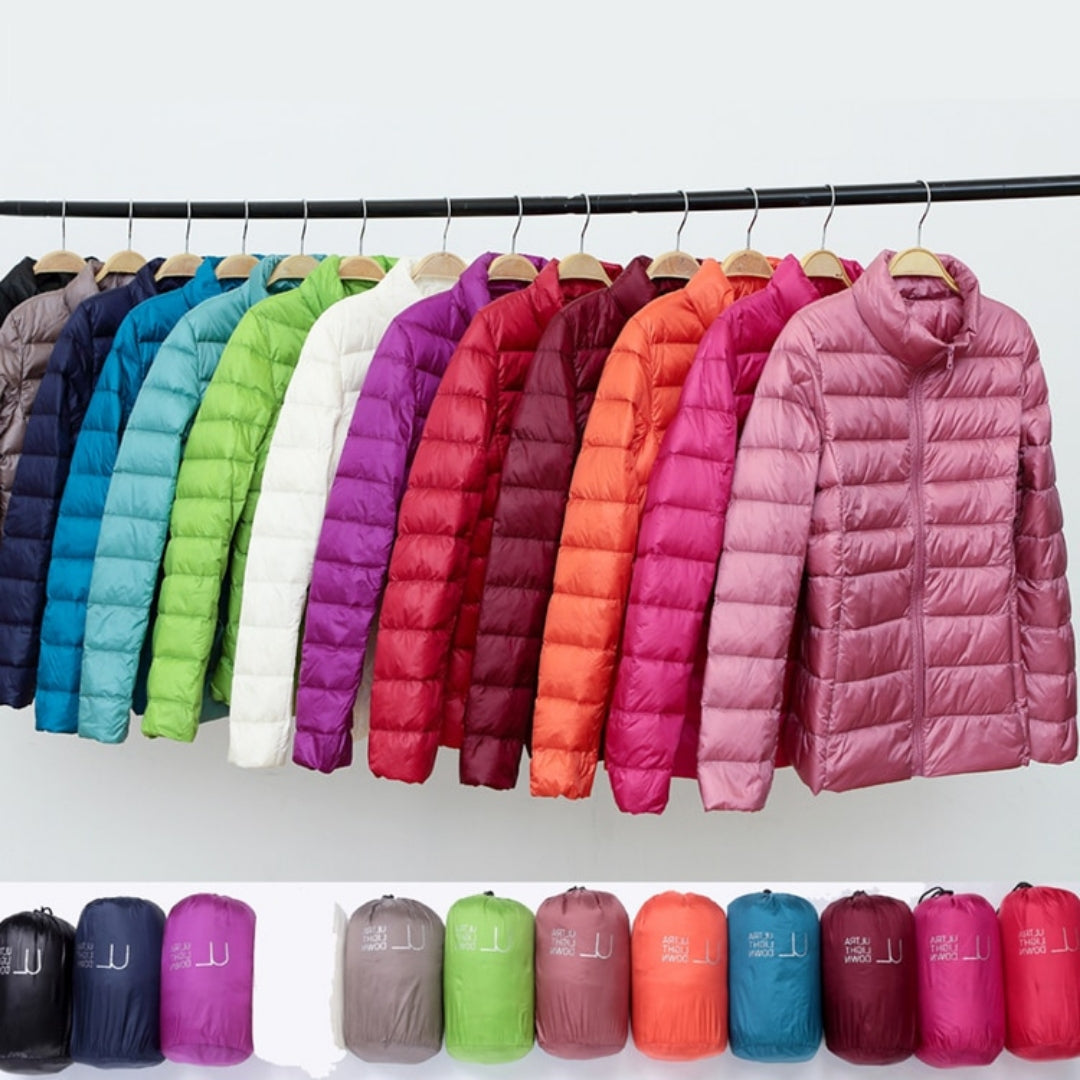 Aurora - Nouvelle Veste Ultralight avec Plumes Blanches de Canard