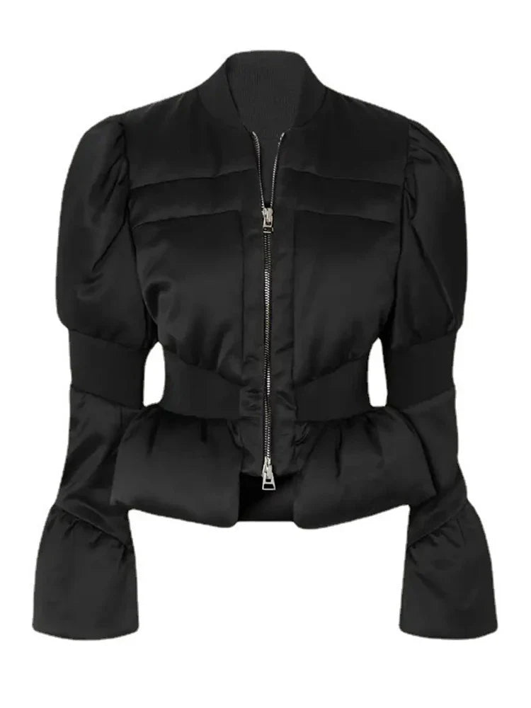 Veste Peplum en Satin Rembourrée