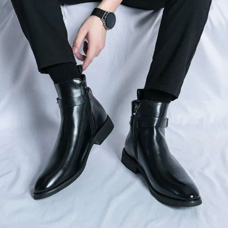 Bottines Chelsea en cuir véritable Sergio