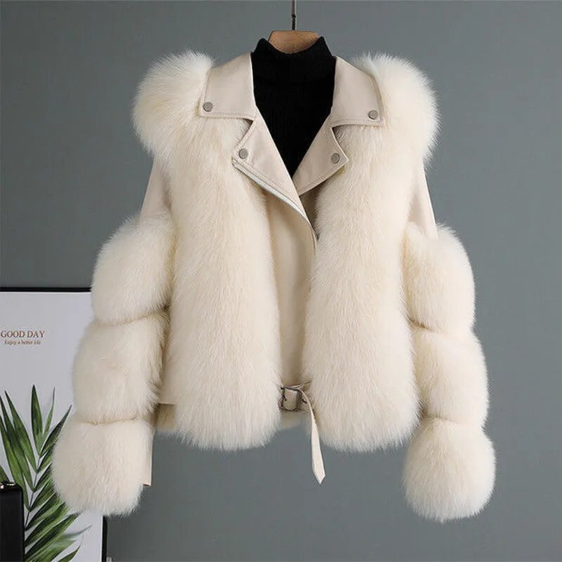 Veste en Cuir de Luxe avec Fourrure
