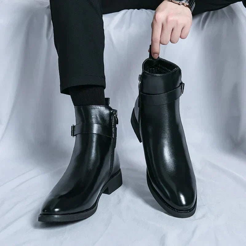Bottines Chelsea en cuir véritable Sergio