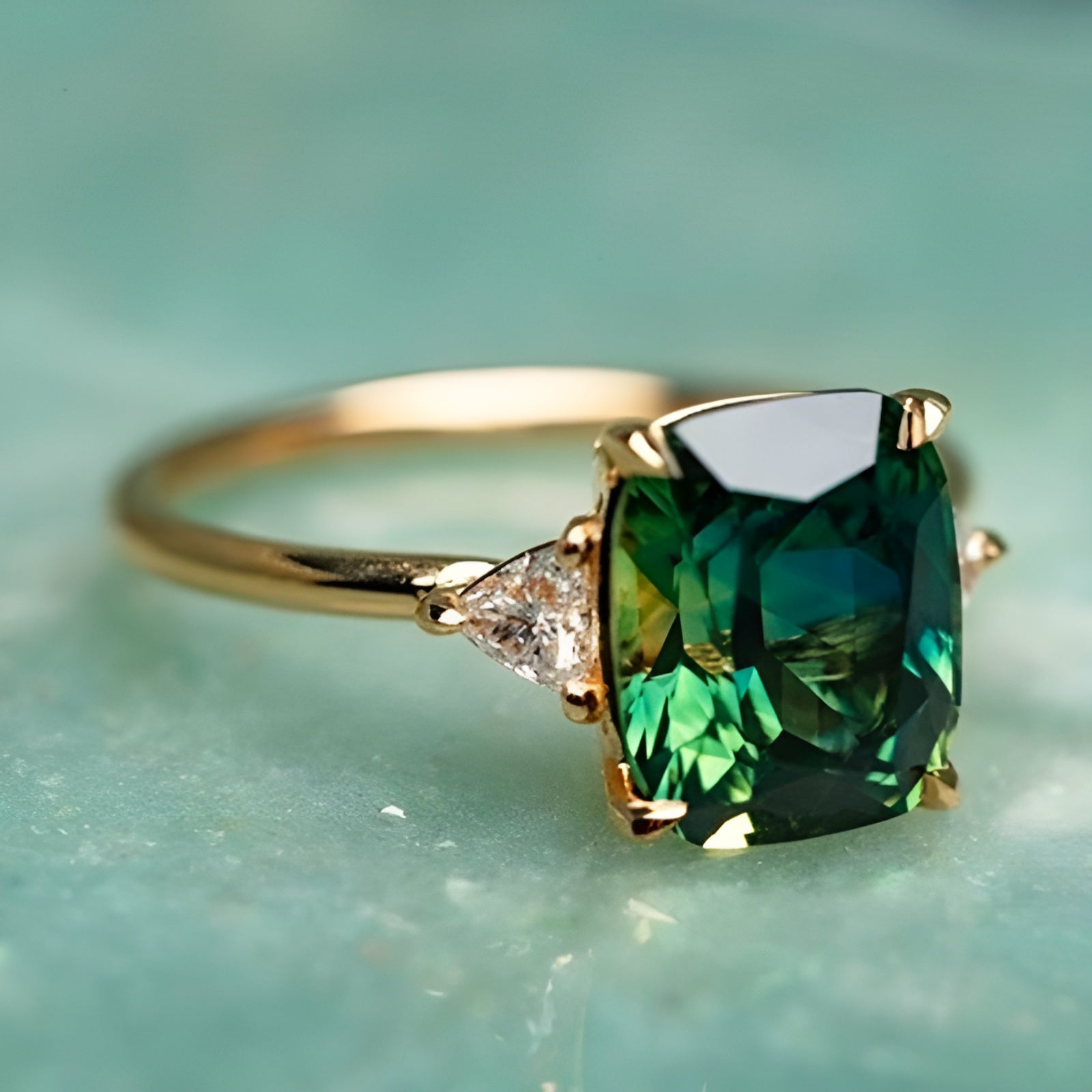 Bague en Zirconium Vert en Or