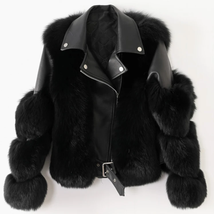 Veste en Cuir de Luxe avec Fourrure
