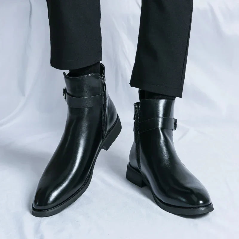 Bottines Chelsea en cuir véritable Sergio