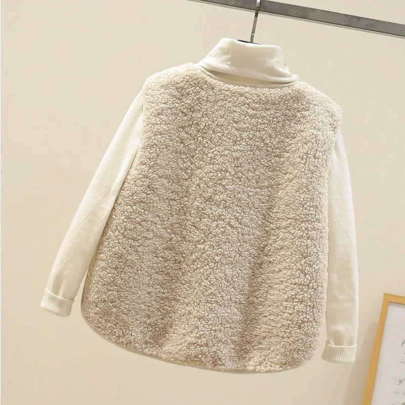 Gilet en Peluche à Deux Poches