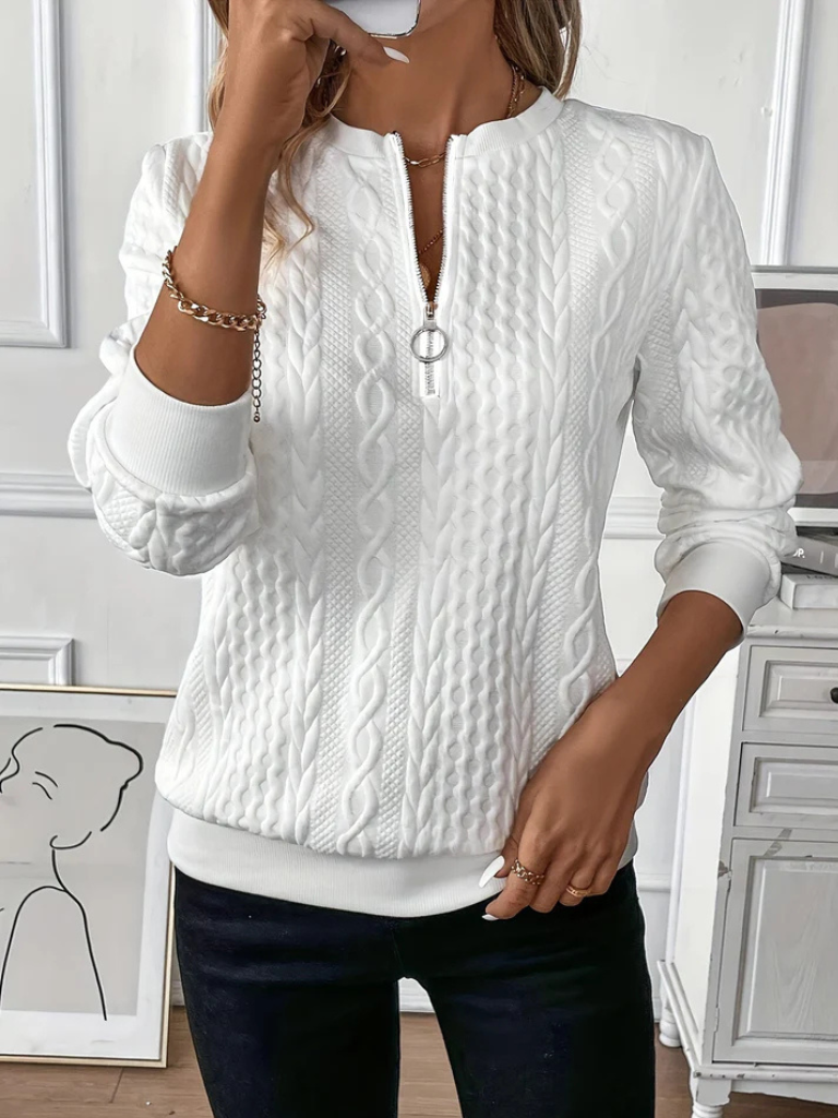SWEATER ZIPPÉ EN TRICOT CABLE THALIENNE
