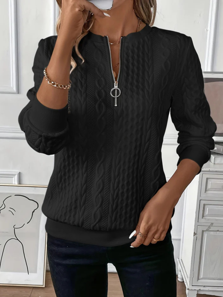 SWEATER ZIPPÉ EN TRICOT CABLE THALIENNE