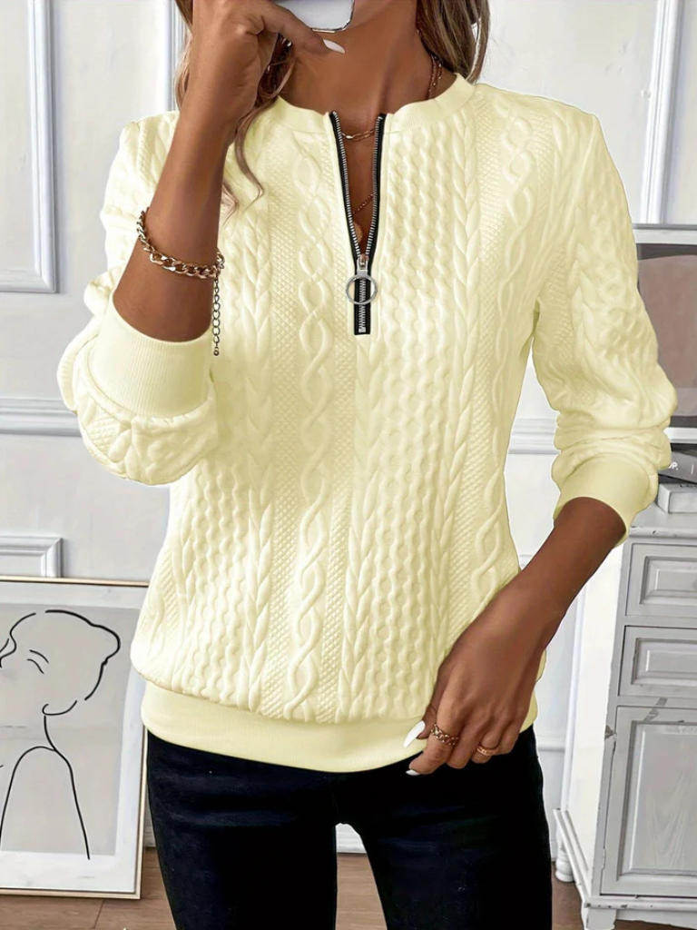 SWEATER ZIPPÉ EN TRICOT CABLE THALIENNE