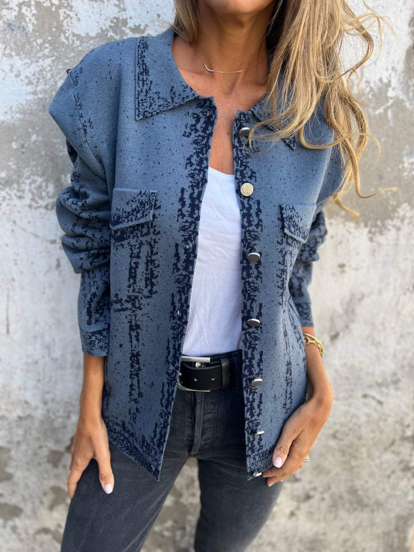 ALINA | Veste en Tricot avec Texture et Boutons