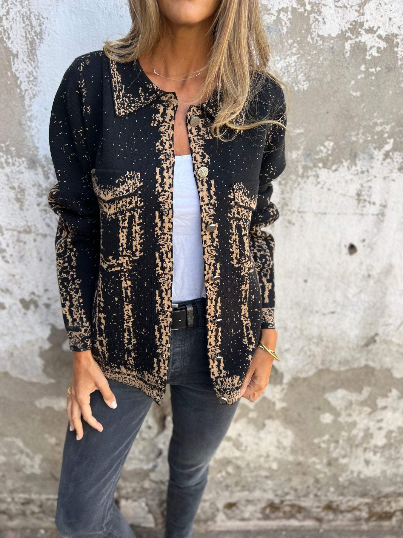 ALINA | Veste en Tricot avec Texture et Boutons
