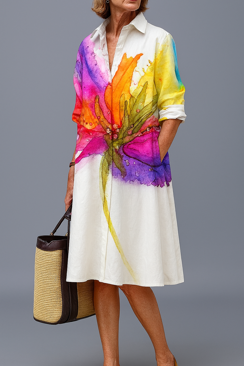 Doris - Robe Midi Luxe pour un Confort Estival sans Effort