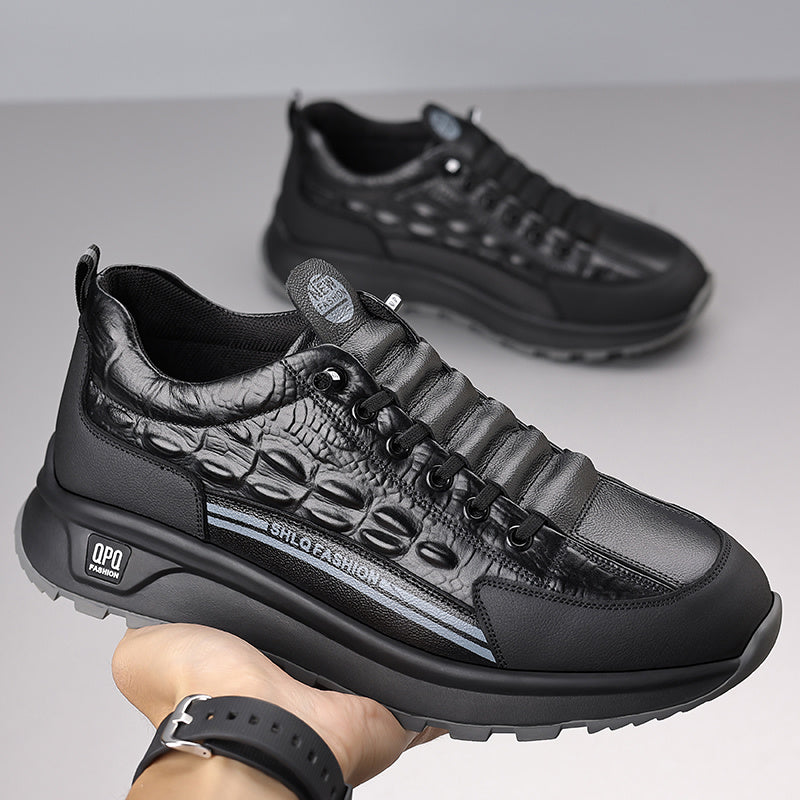 DAOD Hommes Baskets En Cuir Véritable Basses