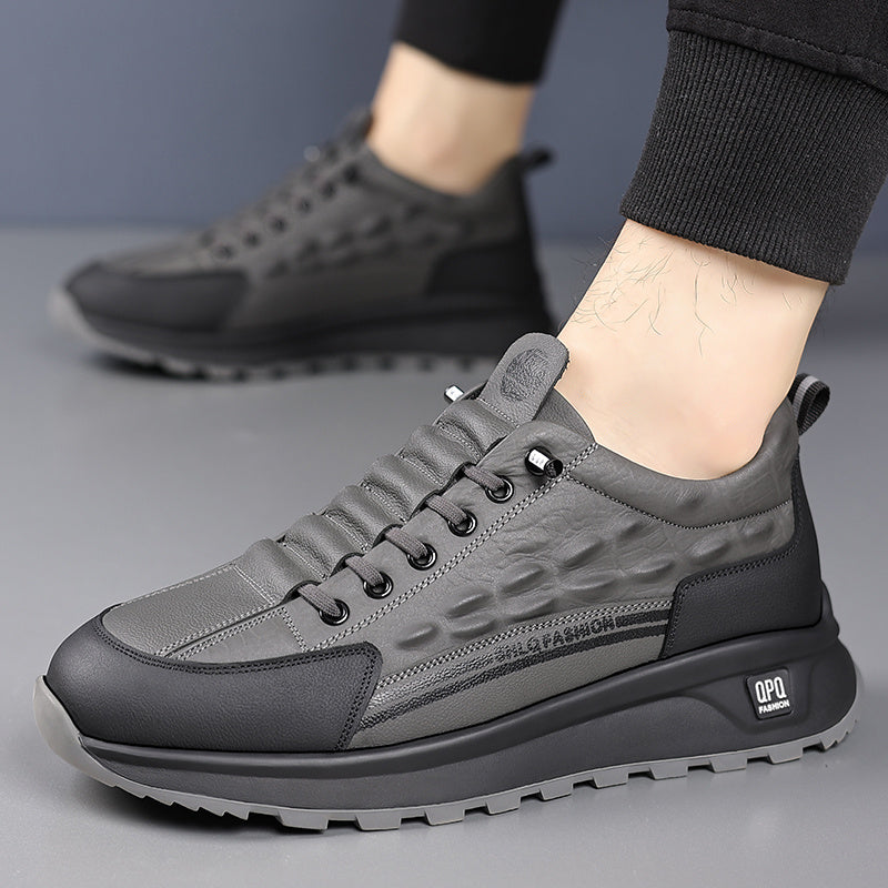 DAOD Hommes Baskets En Cuir Véritable Basses