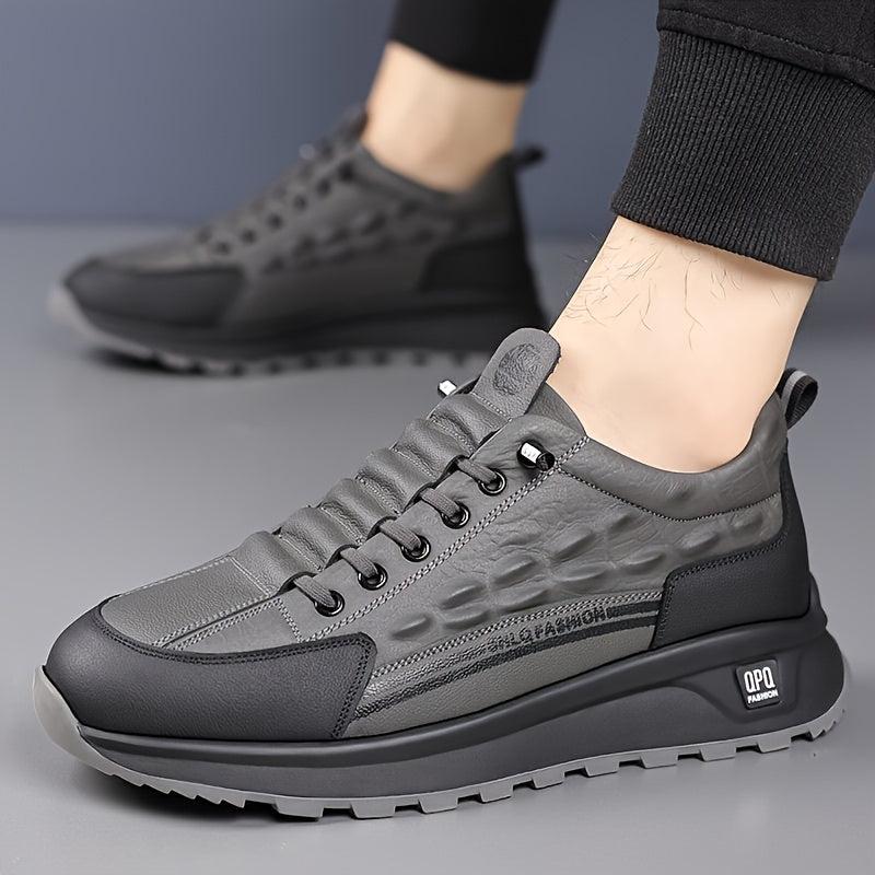 Baskets Basses Unisexes en Cuir Véritable Imprimé Crocodile
