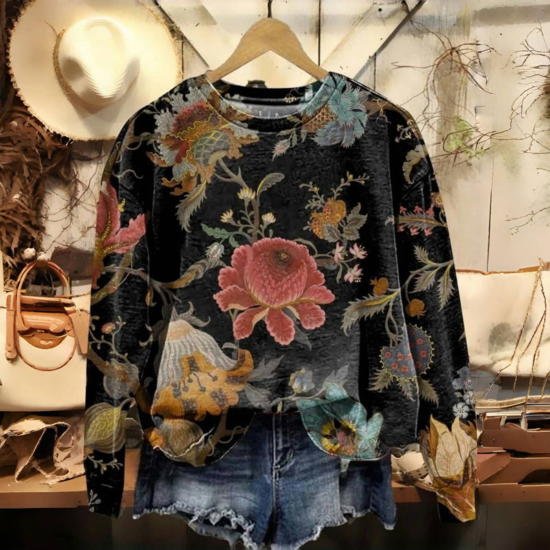 Sweat-Shirt Vintage À Imprimé Floral