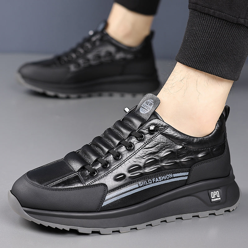 DAOD Hommes Baskets En Cuir Véritable Basses