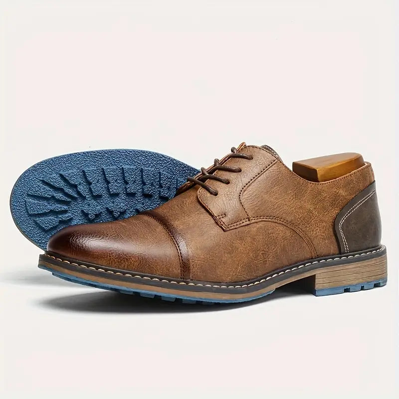 Ricky | Chaussures Derby Marron pour Hommes - Lacets Formels et Décontractés avec Semelle en Caoutchouc Antidérapante