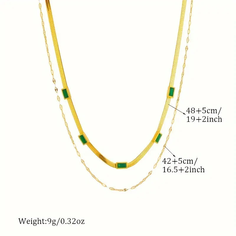 Collier Sorella Gem à Double Couche en Or Rétro