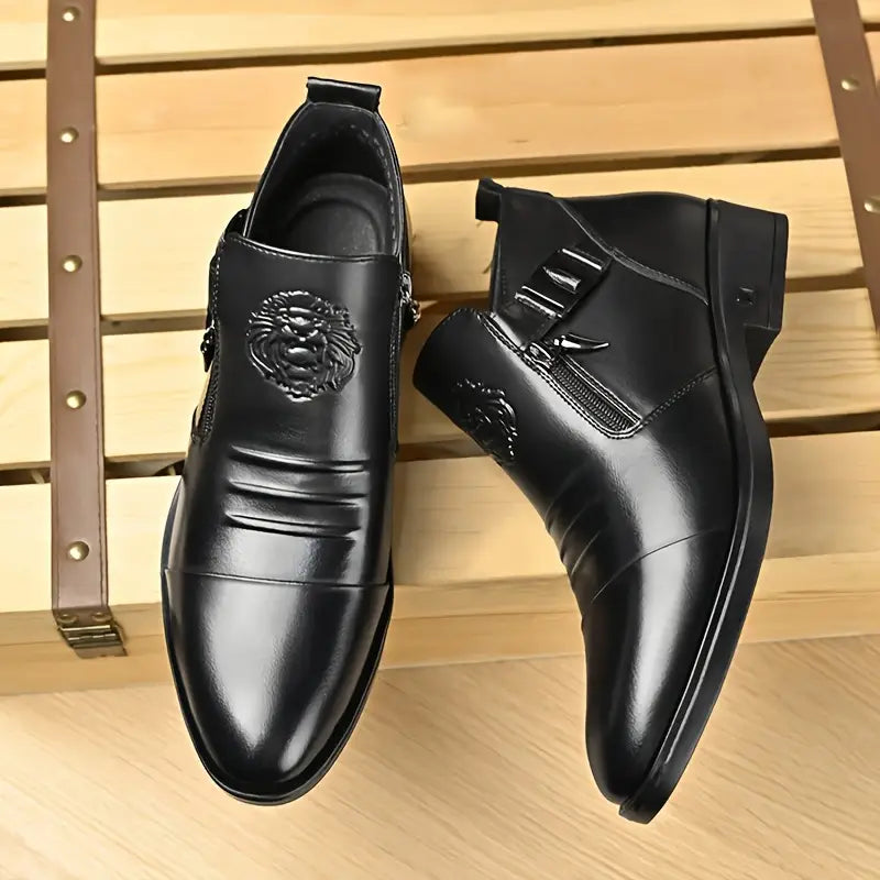 Bottines en cuir noir Alex avec zip latéral pour un look audacieux et sophistiqué