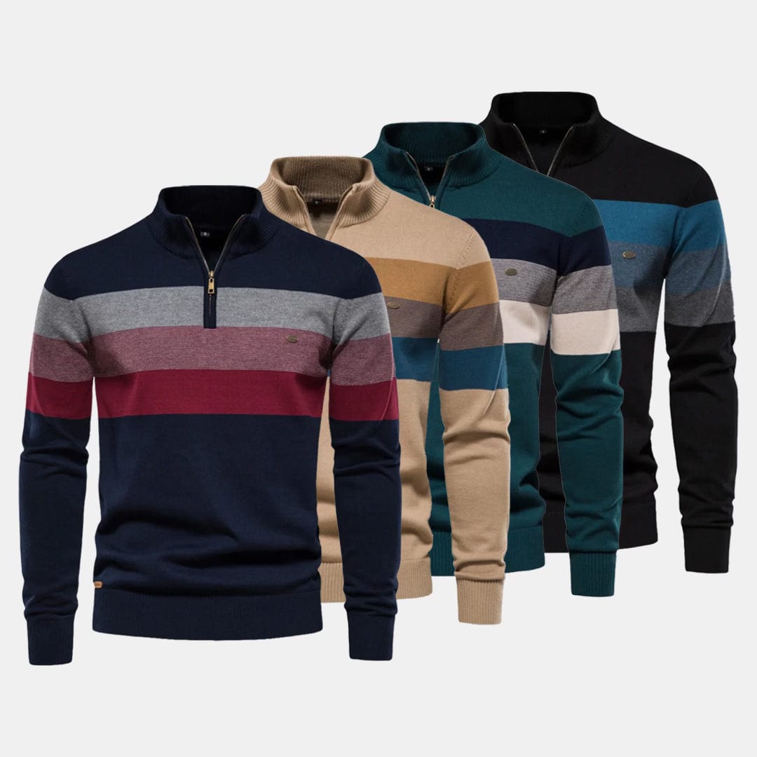 Pull en Coton pour Hommes à Col Zippé Quart