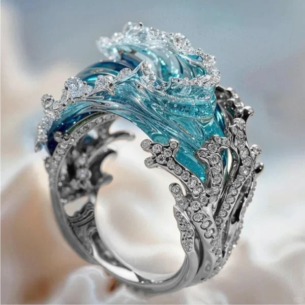 Perle | Bague océanique avec design de vagues
