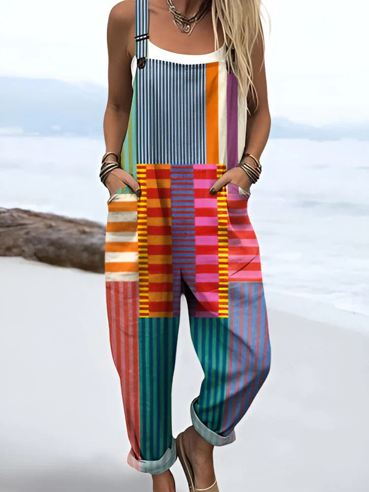 Clémence | Salopette patchwork rayée