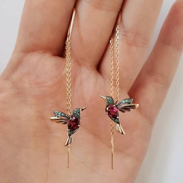Shay | Boucles d'oreilles Kolibri-Emaile avec zircon