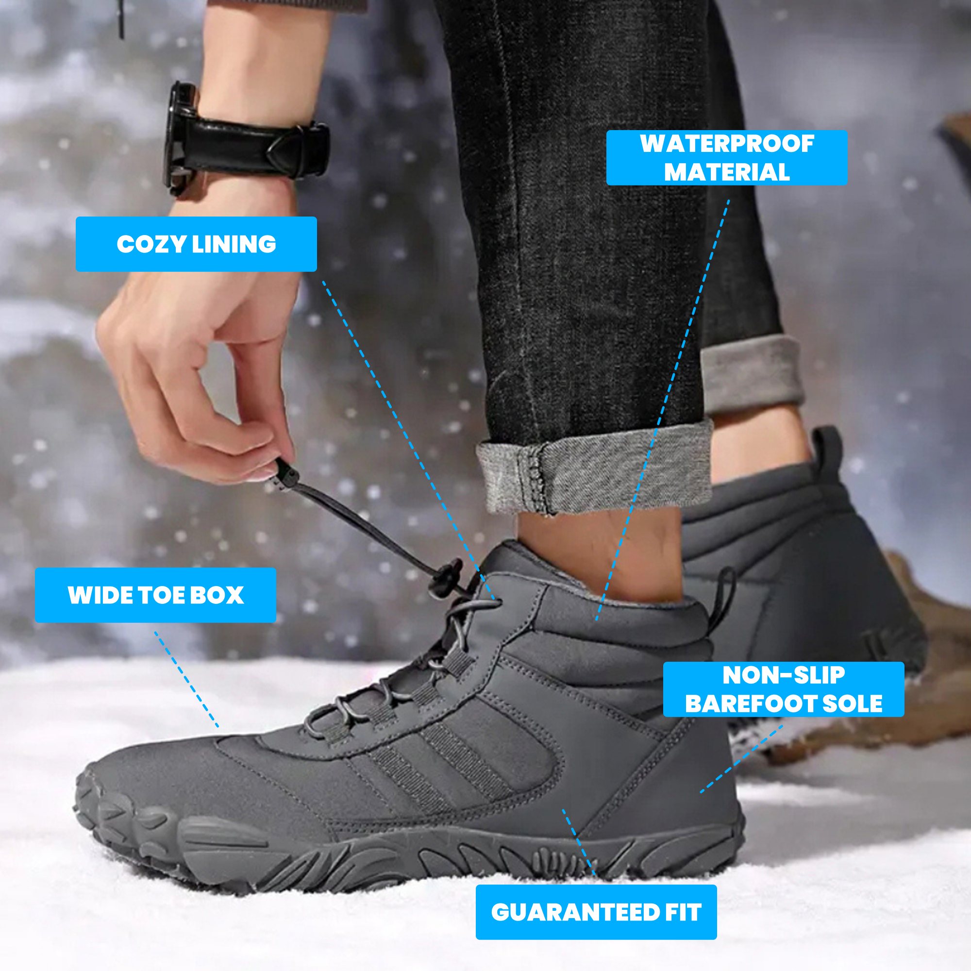 FrostShield - Chaussures d'hiver pieds nus